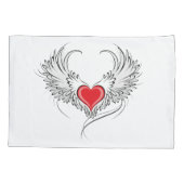 翼を持つ赤い天使ハート 枕カバー (裏面)