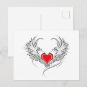 翼を持つ赤い天使ハート 案内ポストカード (正面/裏面)