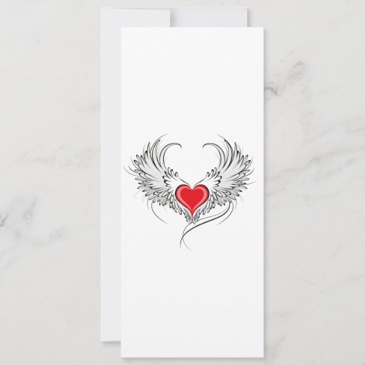 翼を持つ赤い天使ハート 案内状 (正面)