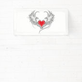 翼を持つ赤い天使ハート 横断幕 (インサイチュ)