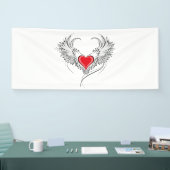 翼を持つ赤い天使ハート 横断幕 (トレードショー)