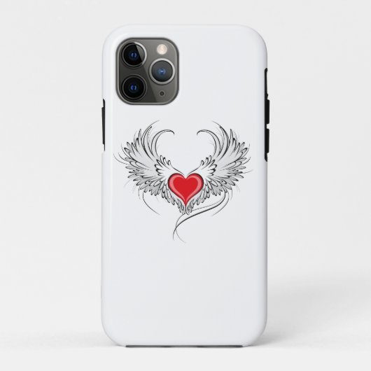 翼を持つ赤い天使ハート Case-Mate iPhoneケース (裏面)