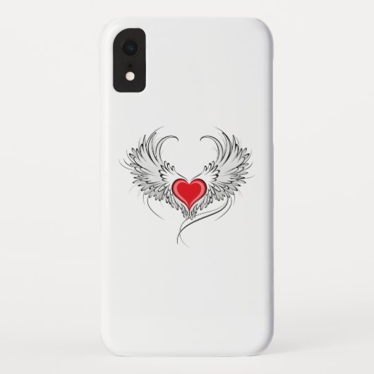 翼を持つ赤い天使ハート Case-Mate iPhoneケース (裏面)