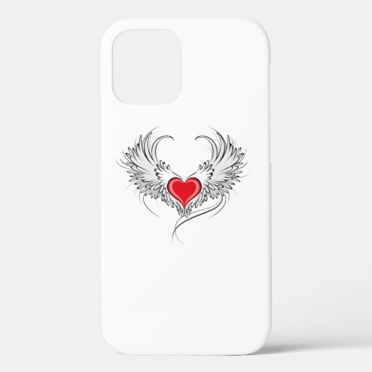 翼を持つ赤い天使ハート Case-Mate iPhoneケース (裏面)