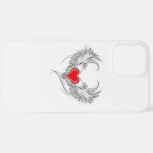 翼を持つ赤い天使ハート iPhoneケース (裏面横)