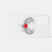 翼を持つ赤い天使ハート iPhoneケース (裏面横)