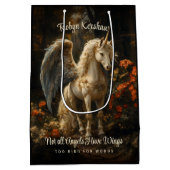 翼を持つ魔法の森のユニコーンありがとう ミディアムペーパーバッグ (裏面)