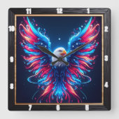 翼カラフルイーグルモダン スクエア壁時計 (正面)