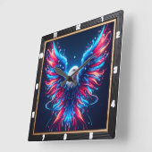 翼カラフルイーグルモダン スクエア壁時計 (傾斜)