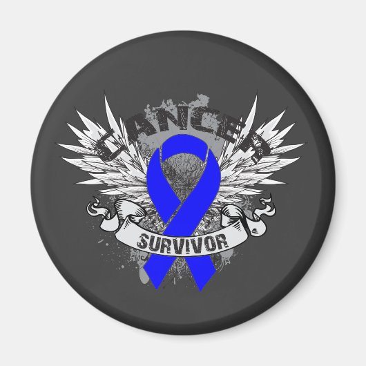 翼グランジ付きリボン結腸がんを克服した人 マグネット (正面)