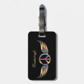 翼ヒッピー平和シンボルThunder_Cove ラゲッジタグ (裏面縦)