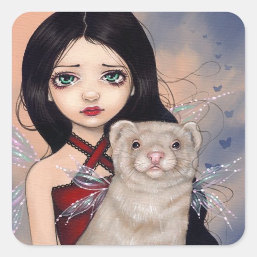 "翼フェレット"ステッカー スクエアシール (正面)