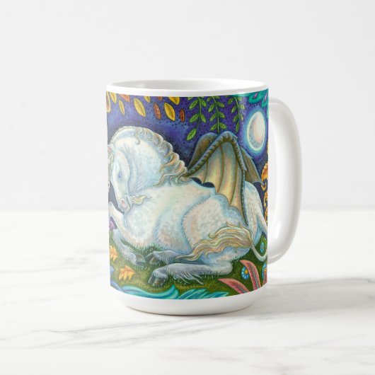 翼ユニコーン飛んでいる馬ファンタジーマグ コーヒーマグカップ (正面右)