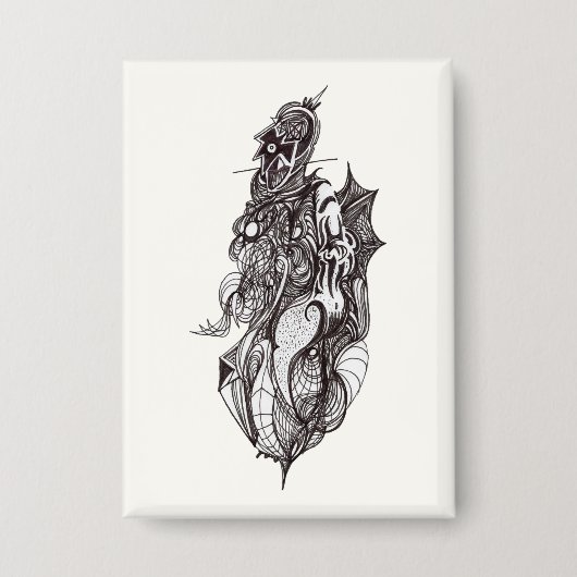 翼ライダー、インクスケッチ、バッジ 缶バッジ (正面)