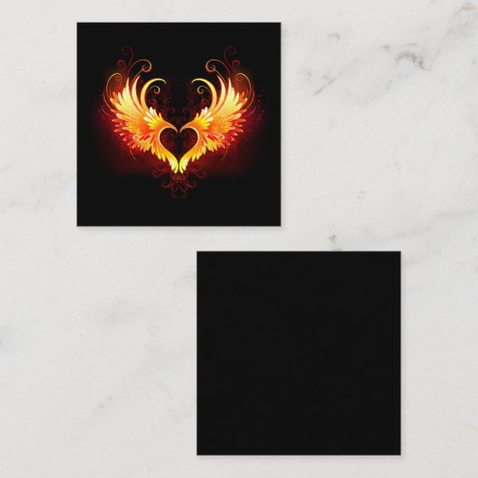 翼付きエンジェルファイアハート スクエア名刺 (正面/裏面)