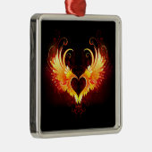 翼付きエンジェルファイアハート メタルオーナメント (右)
