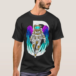 翼付きグラフィック宇宙飛行士 Tシャツ