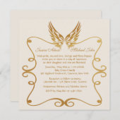 翼付きゴールデンフレーム招待状 招待状 (正面/裏面)