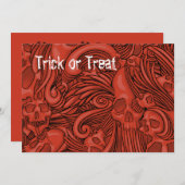 翼付きスカルゴシックイラストレーション 招待状 (正面/裏面)