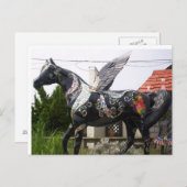 翼付きホースパロットアンドグリッター ポストカード (正面/裏面)