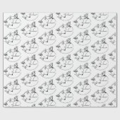 翼付き鹿キツネ包装紙。 ラッピングペーパー (フラット)