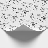 翼付き鹿キツネ包装紙。 ラッピングペーパー (角)