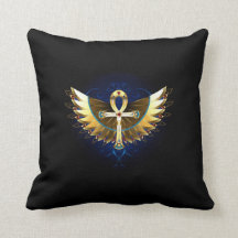 翼付エジプトアンク装飾用クッション