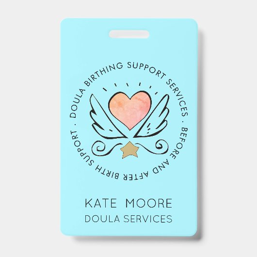 翼名を有するハート又は助産師 バッジ (正面)