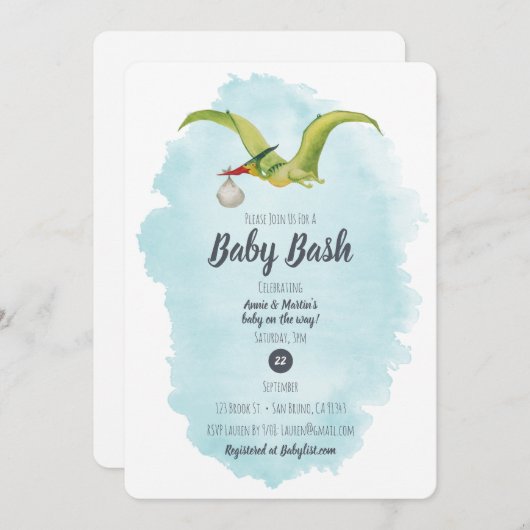 翼竜出産お届け 招待状 (正面/裏面)