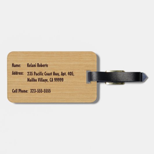 翼部のMoanaのダイヤモンドの頭部のハワイの波の印 ラゲッジタグ (裏面横)