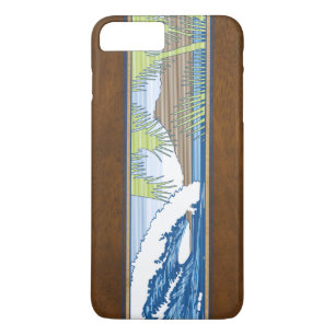翼部のMoanaハワイのフェイクなKoaの木製の波の印 iPhone 8 Plus/7 Plusケース
