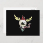 翼飛んでいるとドイツのヘルメットを持つ眼球 ポストカード (正面/裏面)