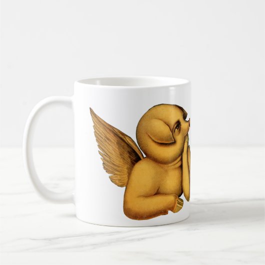 翼飛んでいる付きエンジェル豚ファンタジー動物アート コーヒーマグカップ (左)
