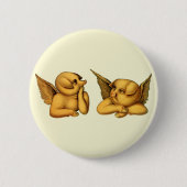 翼飛んでいる付きエンジェル豚ファンタジー動物アート 缶バッジ (正面)