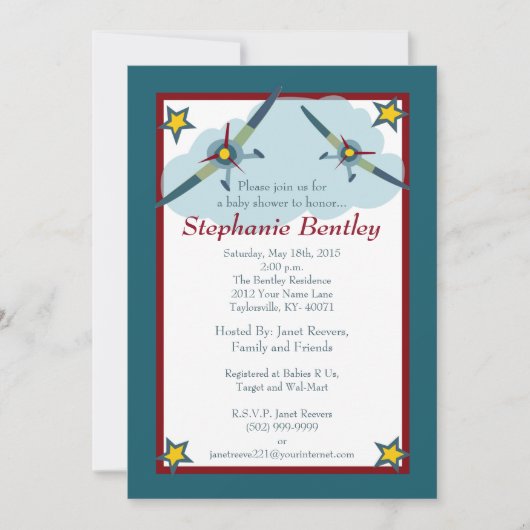 翼5x7航空機航空招待状 招待状 (正面)