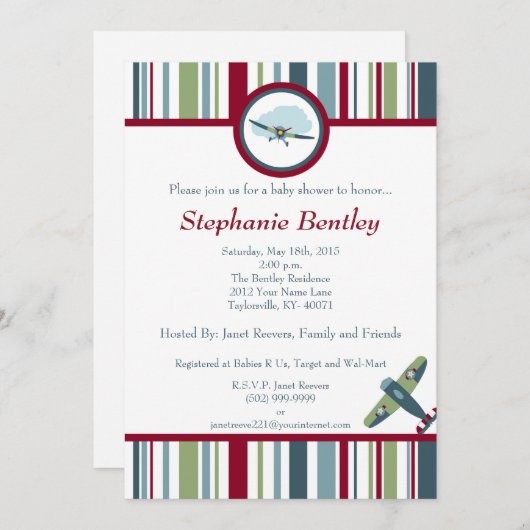 翼5x7飛行機招待状 招待状 (正面/裏面)