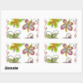 翼:お洒落蝶素晴らしをテーマにしたデザイン 長方形シール (シート)