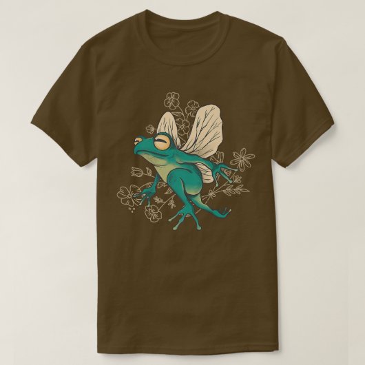 翼Tシャツ付き妖精のカエル Tシャツ (デザイン正面)