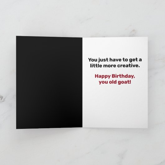 老いおもしろいヤギはまだ自分のお尻を引っ掻くことができる カード (内部)