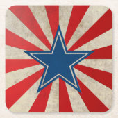 老いた栄光 – 赤、白、青の星とストライプ スクエアペーパーコースター (正面)
