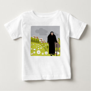 老いた羊飼いと羊の群れ ベビーTシャツ