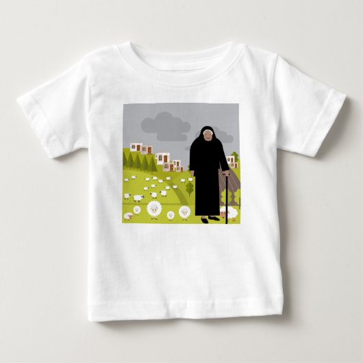 老いた羊飼いと羊の群れ ベビーTシャツ (正面)