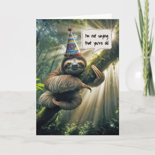 老いを迎える 誕生日ナマケモノ カード (正面)