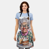 老おもしろい様猫誕生日エプロン エプロン (着用した状態)