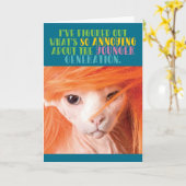 老おもしろい猫うっとうしい若い世代 カード (黄色い花)