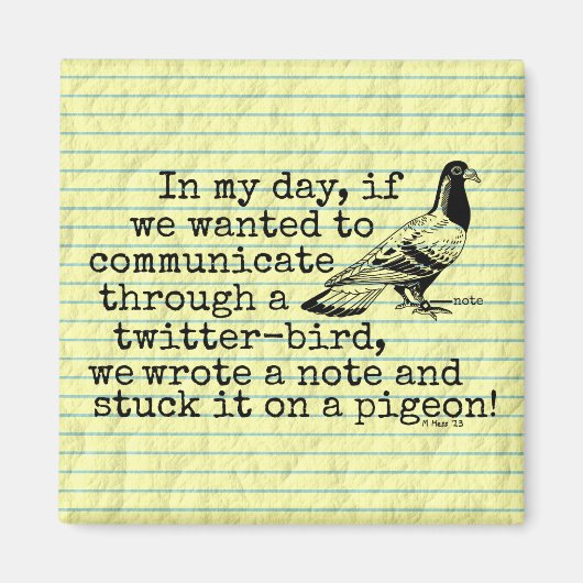 老おもしろい老Twitterバードハト マグネット (正面)