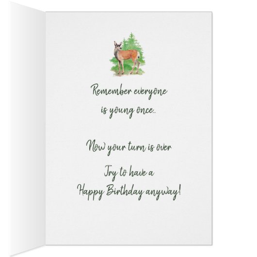 老おもしろい誕生日鹿アニマルアートを手に入れる (内側 (右))