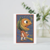 老ファッションドハロウィーン、カボチャ女 ポストカード (スタンド正面)