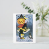 老ファッションドハロウィーン、ジャック・オ・ランタン・ガール ポストカード (スタンド正面)