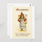 老ファッションドハロウィーン、フクロウの魔女 ポストカード (正面/裏面)